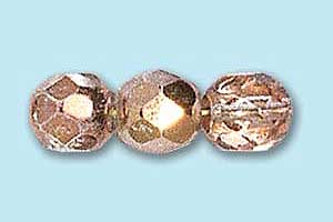 6mm Czech Faceted Round Fire Polish-Copper Metallic Half Coat