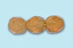 6mm Czech Faceted Round Fire Polish-Beige Opal