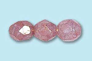 6mm Czech Faceted Round Fire Polish Beads - Pink Stone