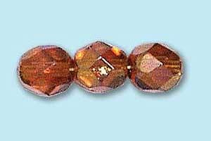 6mm Czech Faceted Round Fire Polish-Smoke Topaz AB