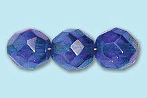 8mm Czech Faceted Round Fire Polish-Capri Blue AB