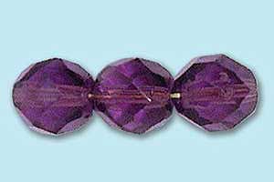 8mm Czech Faceted Round Fire Polish-Amethyst