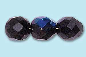 8mm Czech Faceted Round Fire Polish-Black AB
