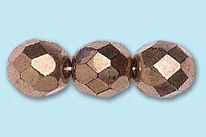 8mm Czech Faceted Round Fire Polish-Bronze