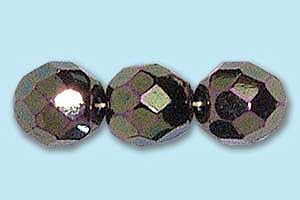 8mm Czech Faceted Round Fire Polish-Green Iris