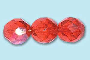 8mm Czech Faceted Round Fire Polish-Ruby AB