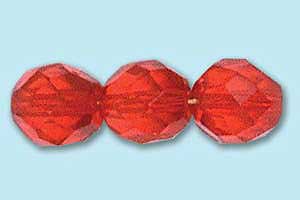 8mm Czech Faceted Round Fire Polish-Ruby