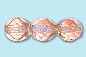 8mm Czech Faceted Round Fire Polish-Rose AB