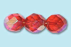 8mm Czech Faceted Round Fire Polish-Garnet AB