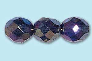 8mm Czech Faceted Round Fire Polish-Montana Blue AB