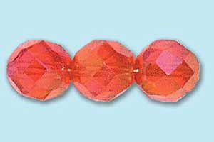 8mm Czech Faceted Round Fire Polish-Orange AB