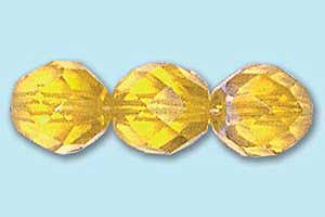 8mm Czech Faceted Round Fire Polish-Yellow AB