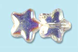 12mm Czech Pressed Glass Star Beads-Crystal AB Aurora Borealis