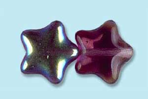 12mm Czech Pressed Glass Star Beads-Amethyst Purple AB Aurora Borealis