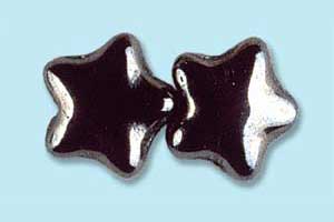 12mm Czech Pressed Glass Star Beads-Gunmetal