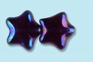 12mm Czech Pressed Glass Star Beads-Blue Iris