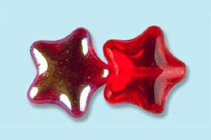 12mm Czech Pressed Glass Star Beads-Ruby Red AB Aurora Borealis