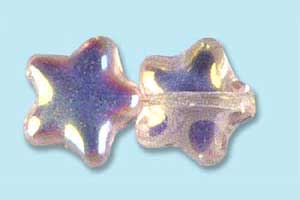 12mm Czech Pressed Glass Star Beads-Rose AB Aurora Borealis