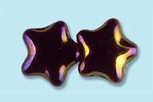 12mm Czech Pressed Glass Star Beads-Brown Iris