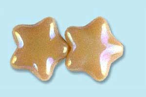 12mm Czech Pressed Glass Star Beads-Ivory AB Aurora Borealis