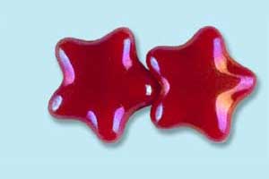 12mm Czech Pressed Glass Star Beads-Dark Red AB Aurora Borealis