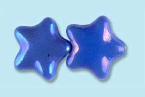 12mm Czech Pressed Glass Star Beads-Periwinkle Blue AB Aurora Borealis