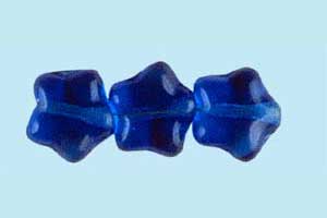 8mm Czech Pressed Glass Star Beads-Capri Blue