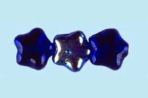 8mm Czech Pressed Glass Star Beads-Cobalt Blue AB Aurora Borealis