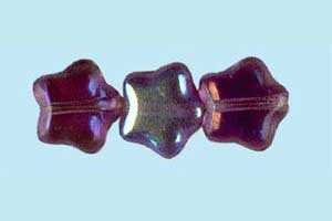 8mm Czech Pressed Glass Star Beads-Amethyst Purple AB Aurora Borealis