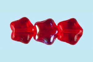 8mm Czech Pressed Glass Star Beads-Ruby Red AB Aurora Borealis