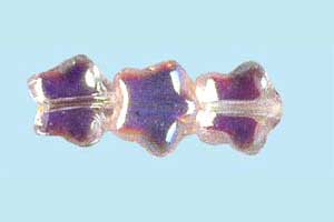 8mm Czech Pressed Glass Star Beads-Rose AB Aurora Borealis