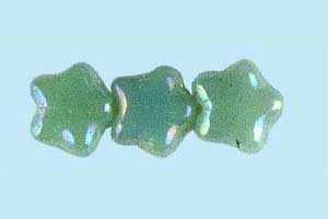 8mm Czech Pressed Glass Star Beads-Peridot Opal AB Aurora Borealis