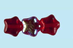 8mm Czech Pressed Glass Star Beads-Garnet Red AB Aurora Borealis
