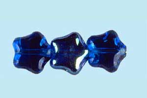8mm Czech Pressed Glass Star Beads-Capri Blue AB Aurora Borealis