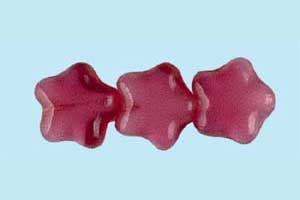 8mm Czech Pressed Glass Star Beads-Cranberry White