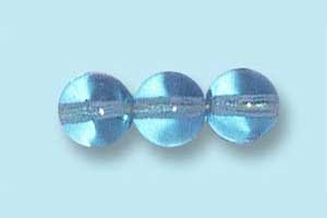 6mm Czech Pressed Round Druk-Aqua Blue