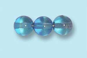 6mm Czech Pressed Glass Round Druk Beads-Blue & Green Swirl