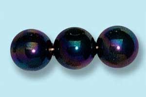 8mm Czech Pressed Glass Round Druk Beads-Scarab Iris
