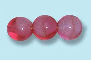 8mm Czech Pressed Round Druk-Cranberry & White