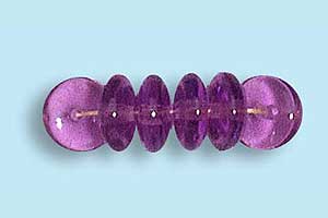 6mm Czech Pressed Glass Rondell Beads-Amethyst