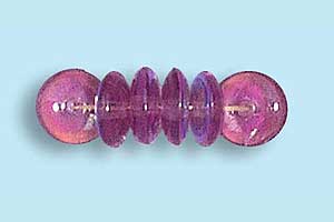 6mm Czech Pressed Glass Rondell Beads-Amethyst Purple AB Aurora Borealis