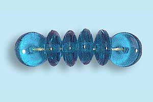 6mm Czech Pressed Glass Rondell Beads-Emerald Blue