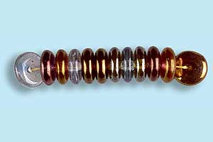 6mm Czech Pressed Glass Rondell Beads-Multi Color with Gold Luster