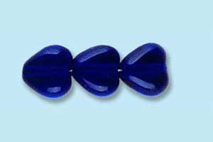 6mm Czech Pressed Hearts-Cobalt Blue