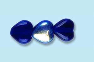 6mm Czech Pressed Glass Heart Beads-Cobalt Blue AB