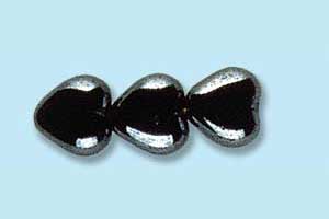 6mm Czech Pressed Glass Heart Beads-Gunmetal