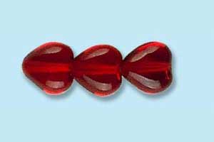 6mm Czech Pressed Glass Heart Beads-Garnet Red