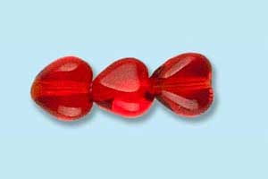 6mm Czech Pressed Hearts-Ruby