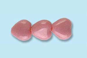 6mm Czech Pressed Glass Heart Beads-Opaque Pink
