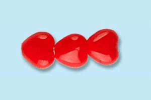 6mm Czech Pressed Glass Heart Beads-Opaque Red